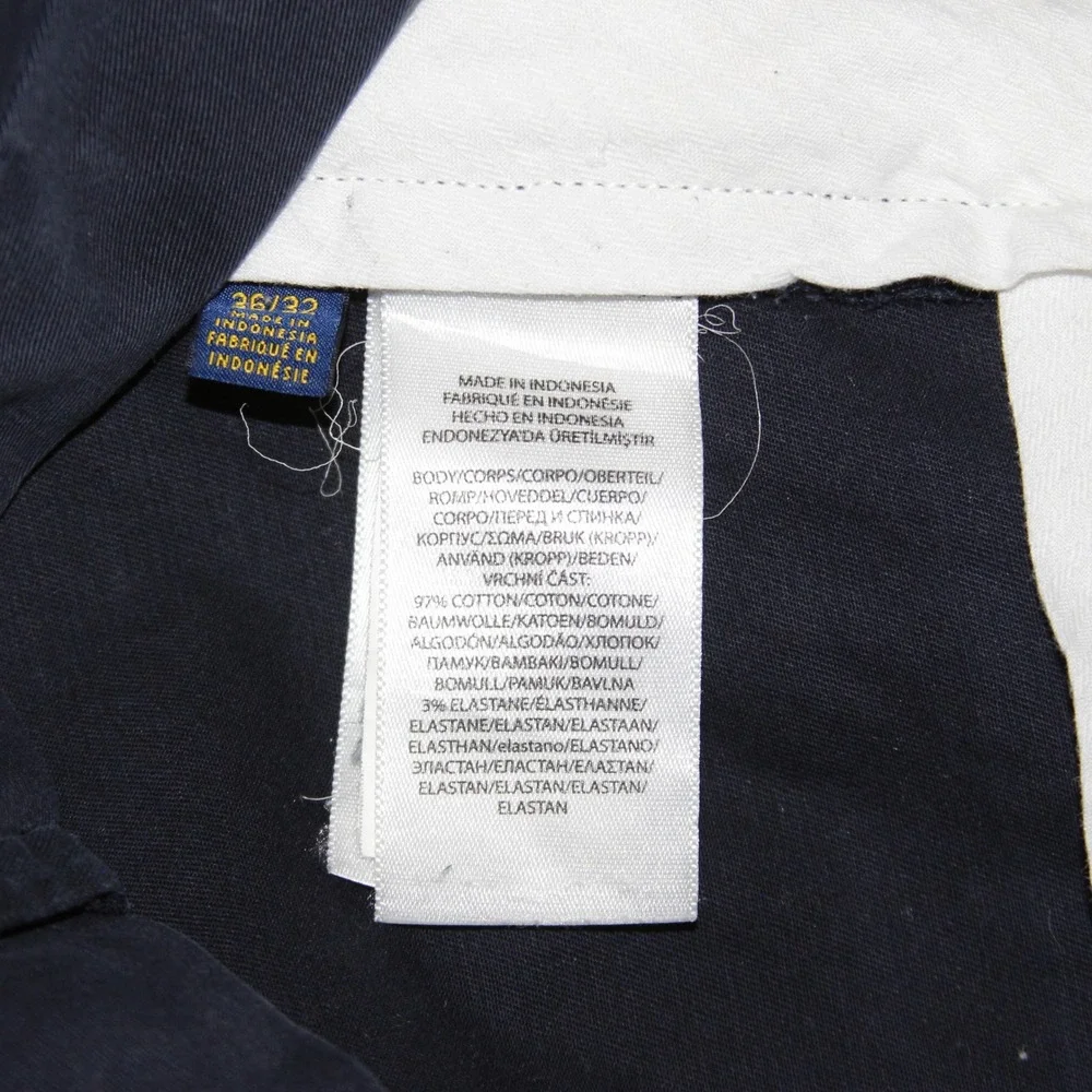 Polo Ralph‎ Lauren Mens Chino Pants Navy Blue Straight Fit Cotton Size 36